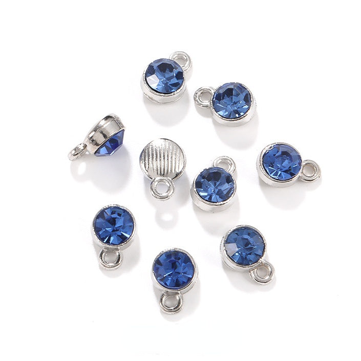 6MM Beads Pendant Shiny Crystal Diamond Glass Rhinestone  with Gold/Silver Zinc Base Necklace