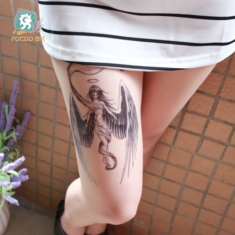 Cool Tattoo with Wings Personality Fashion Fallen Angel Arm Tattoo with Waterproof Tattoo Stickers