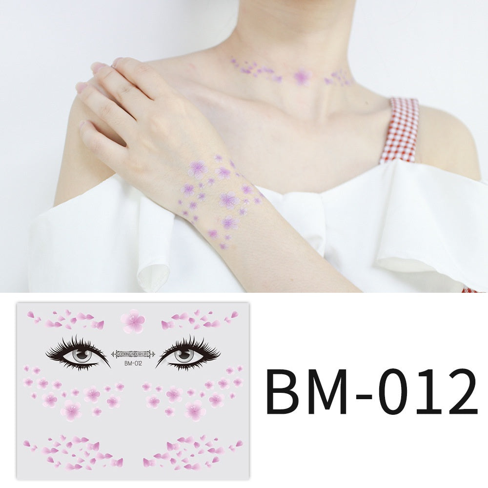Fashion Little Daisy Print Face Stickers Waterproof and Sweatproof Collarbone Arm Temporary Tattoo Stickers