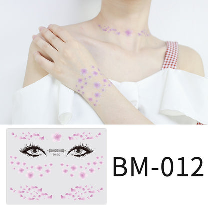 Fashion Little Daisy Print Face Stickers Waterproof and Sweatproof Collarbone Arm Temporary Tattoo Stickers