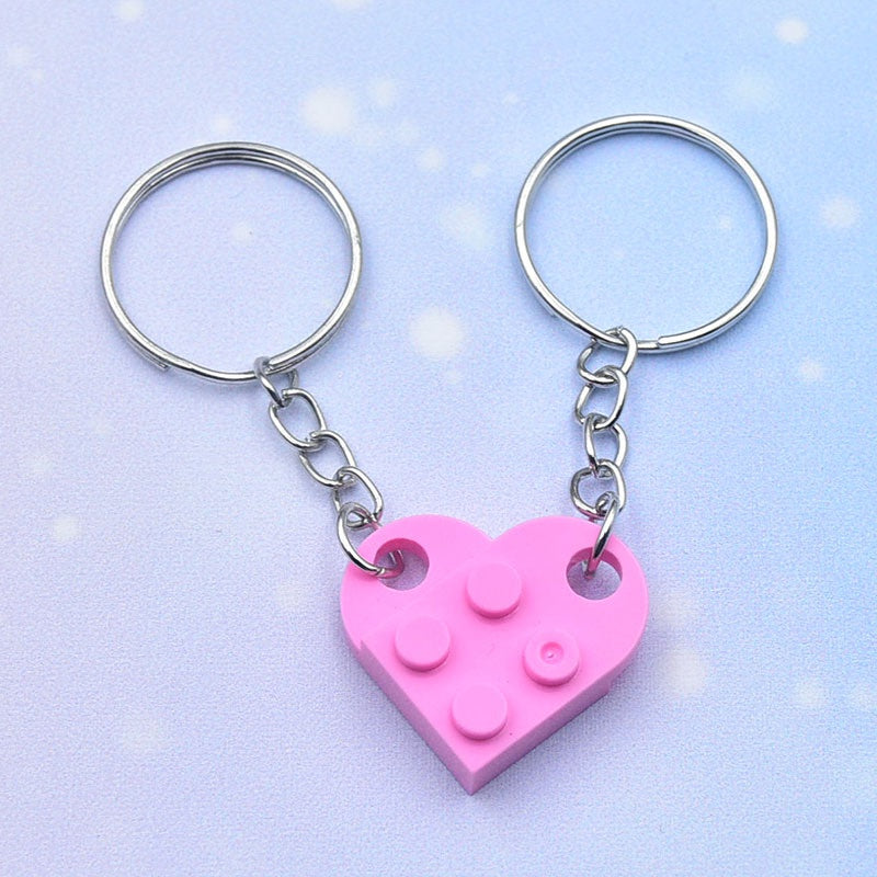 Acrylic Material Creative Building Block Keychain/Keyring 1pcs Pendant Decorative Acrylic Heart Shape Necklace
