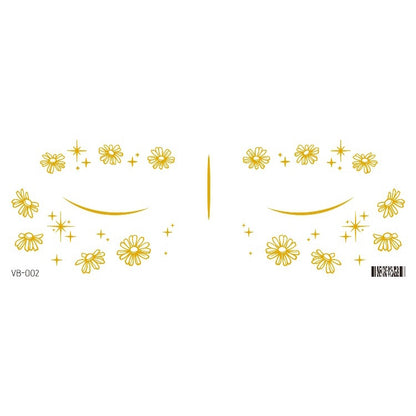 Gold Stickers Beauty Makeup Sweet Makeup Party Concert Gold Face with Waterproof Tattoo Stickers