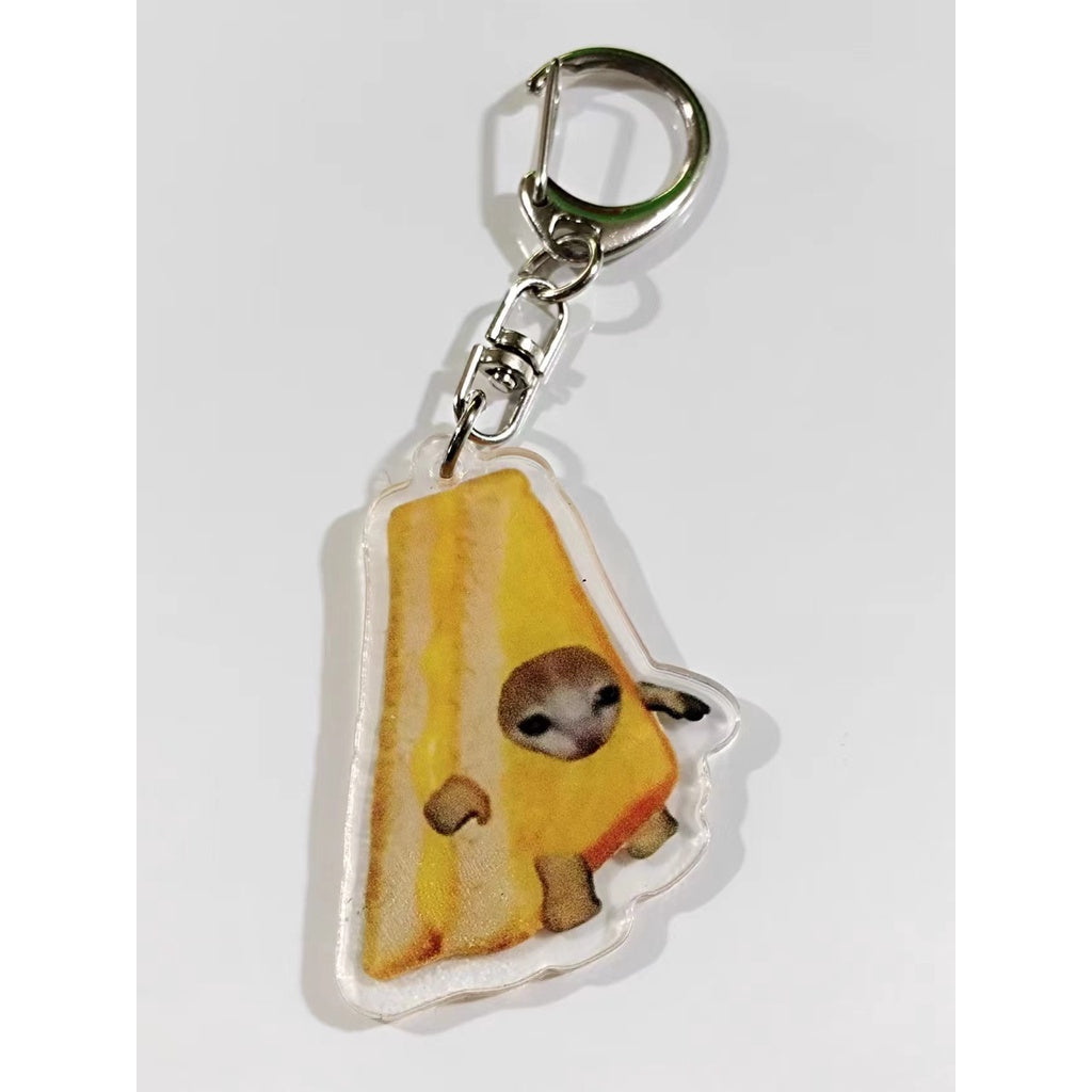 Funny Food Cat Acrylic Keychain Cat School Bag Pendant Transparent Cartoon Gift Keychain