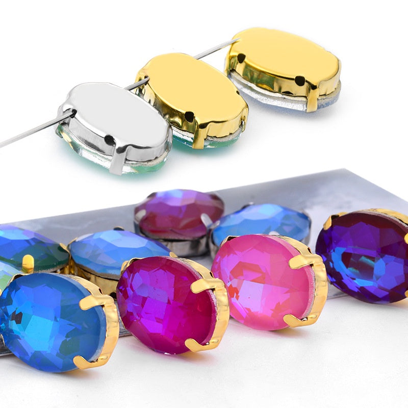 Oval Mocha Fluorescent Four Corner Claw Drill Diy Jewelry Paste Rhinestone Material Shoe Accessories
