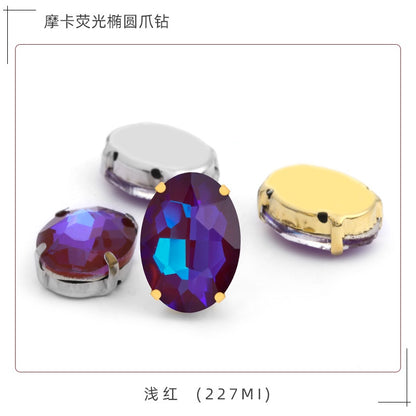 Oval Mocha Fluorescent Four Corner Claw Rhinestone Diy Jewelry Paste Rhinestone Material Shoe Accessories