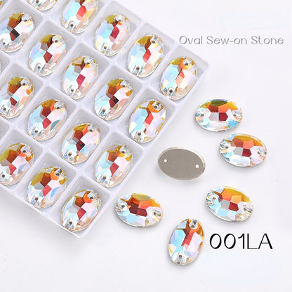 11*16/13*18/17*24mm Oval Shape K9 Glass Crystal Stones Sewing Rhinestones Buttons for Clothes Decoration
