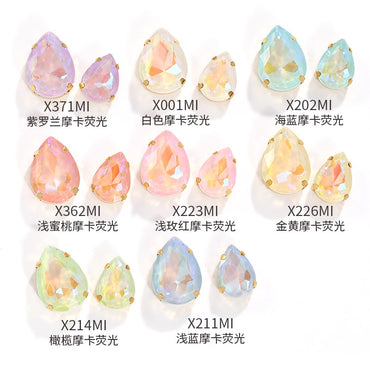 TonyBead, light-colored 50 water droplets Mocha fluorescent four-corner claw drill DIY jewelry sticker drilling material, shoes and clothing accessories wholesale
