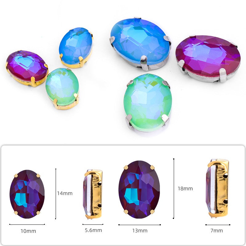 Oval Mocha Fluorescent Four Corner Claw Rhinestone Diy Jewelry Paste Rhinestone Material Shoe Accessories