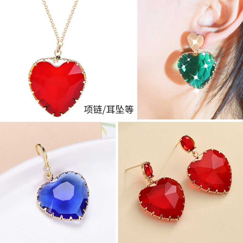 Fashion Transparent Love Heart Crystal Pendant for Earring Necklace Diy Making