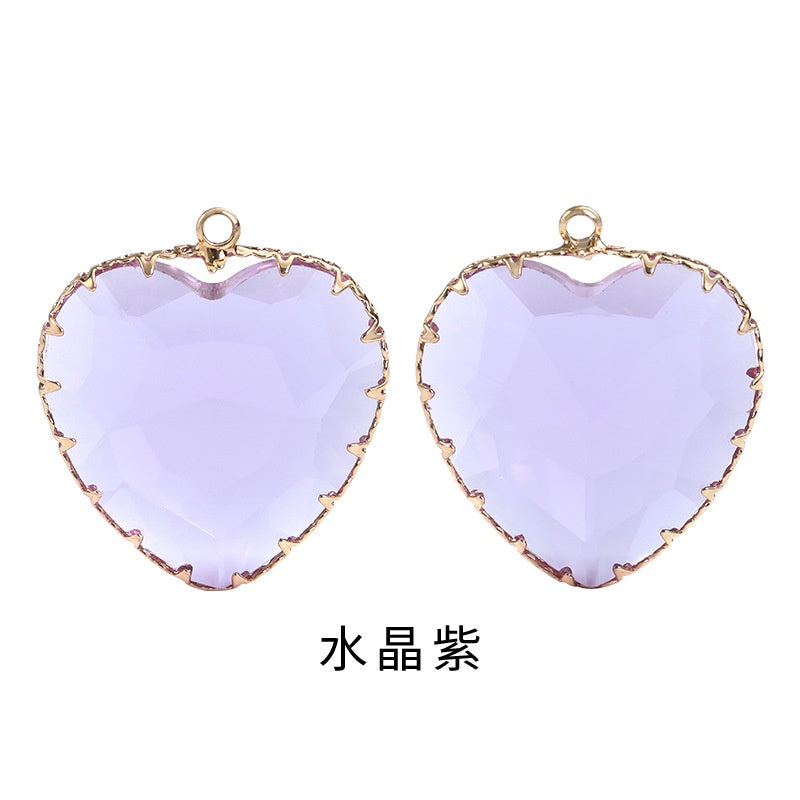 Fashion Transparent Love Heart Crystal Pendant for Earring Necklace Diy Making