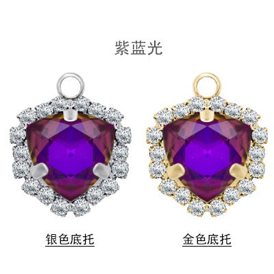Fat Triangle Diy Necklace Earrings Accessories Pendant Crystal Glass Claw Rhinestone