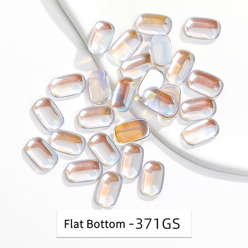 50pcs Hot Selling White Flat Bottom Nail Rhinestone Rectangular Shape Nail Sticker with Dazzling Sparkle