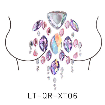【ready Stock】Body Sticker Acrylic Chest Diamond Sticker Women Fake Tattoo Stickers Rave Party Dance Chest Decoration