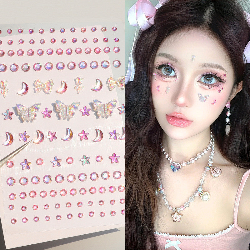 Stage Performance Butterfly Moon Face Stickers Makeup Party Festival Temporary Stickers