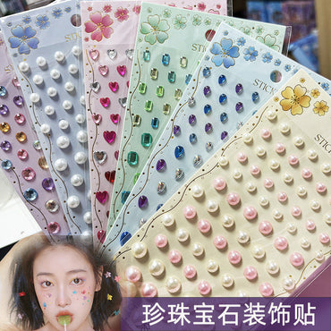 Children's Decorative Makeup Gem Pearl Diamond Sticker Girl stage dress Face sticker