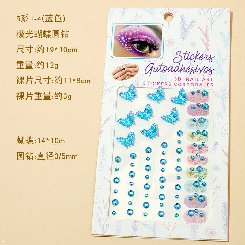 Stage Performance Butterfly Moon Face Stickers Makeup Party Festival Temporary Stickers