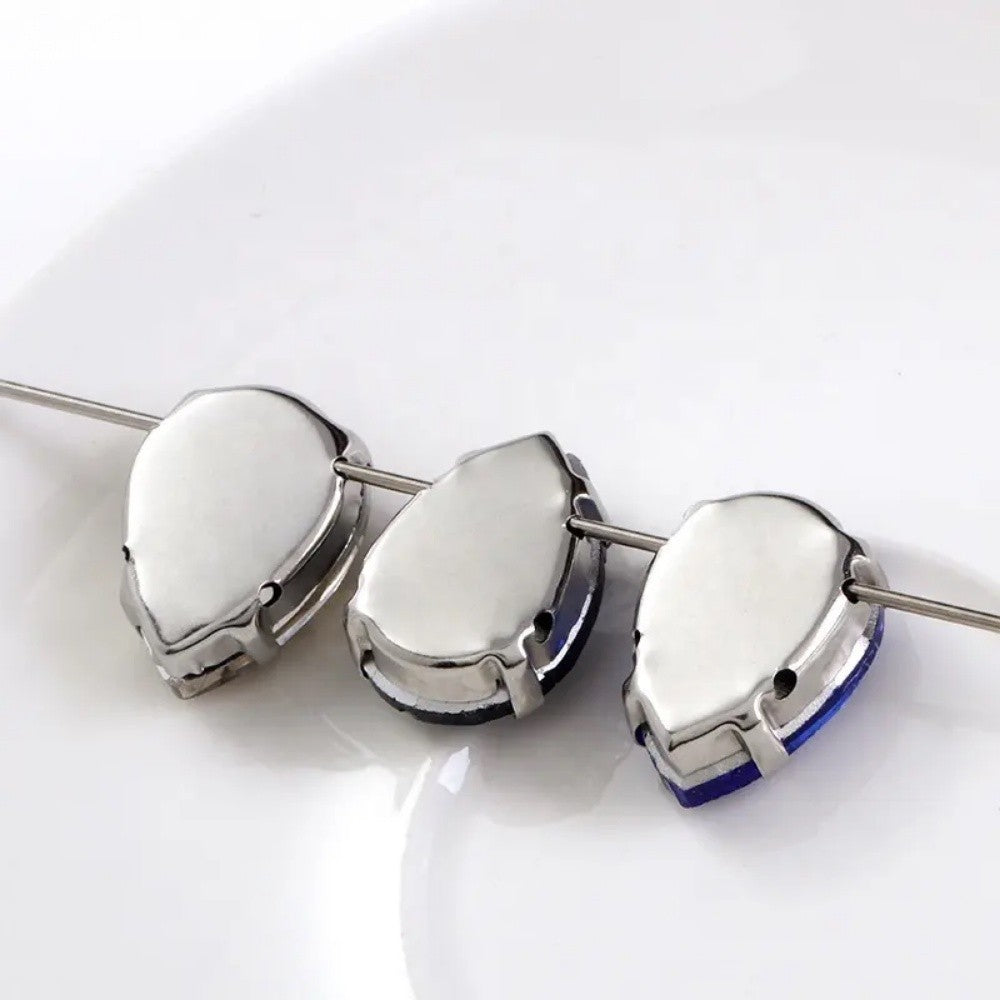 50pcs 10*14/13*18mm Sew on Rhinestone Glass Crystal with Silver Claw Stones for Cloth Making