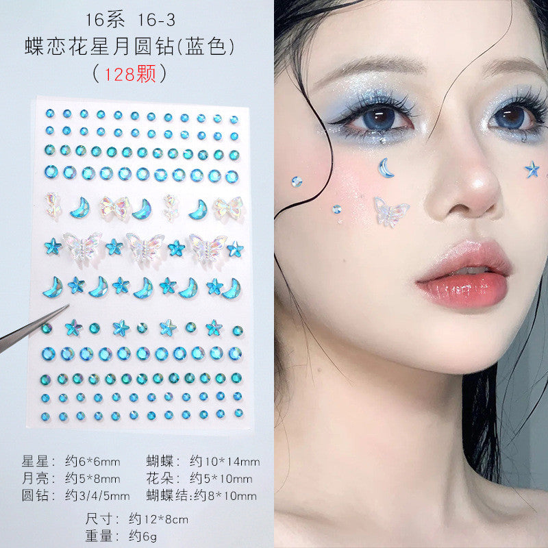 Stage Performance Butterfly Moon Face Stickers Makeup Party Festival Temporary Stickers