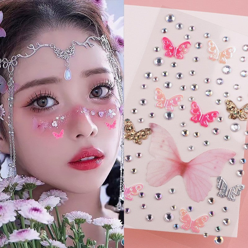 Stage Performance Butterfly Moon Face Stickers Makeup Party Festival Temporary Stickers