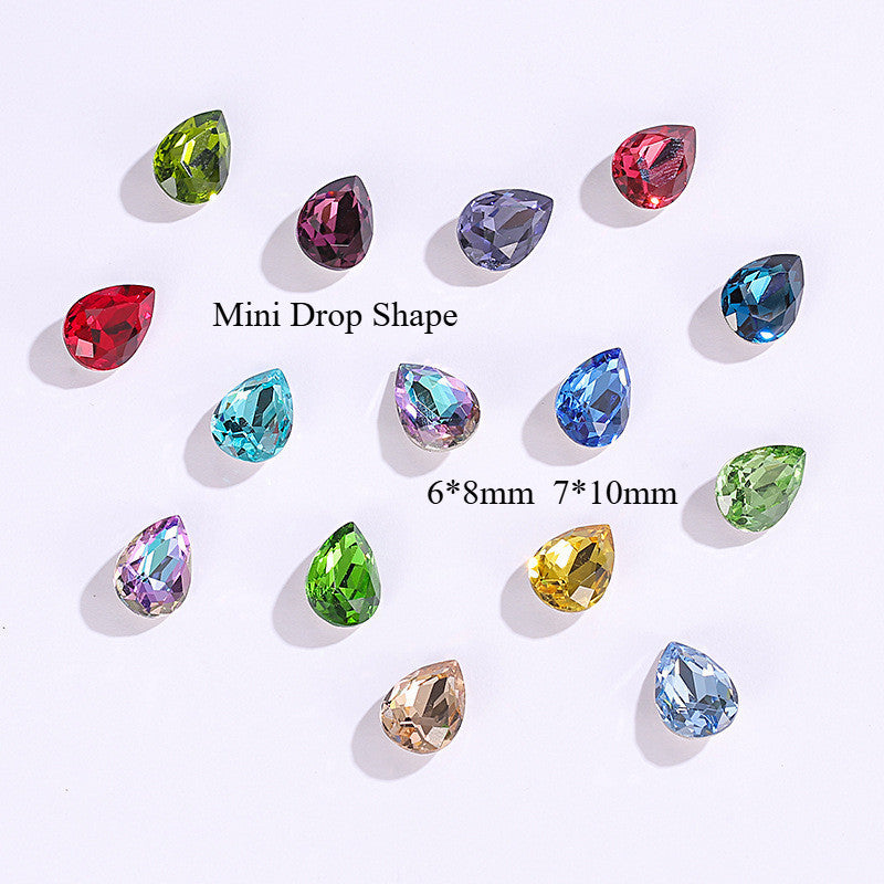 6*8/7*10mm 50pcs Mini Drop Shape  Shiny Diamond Nail Art Rhinestone for DIY
