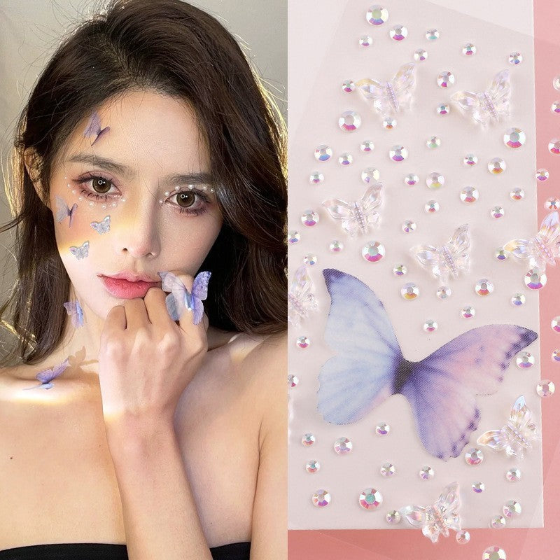 Stage Performance Butterfly Moon Face Stickers Makeup Party Festival Temporary Stickers