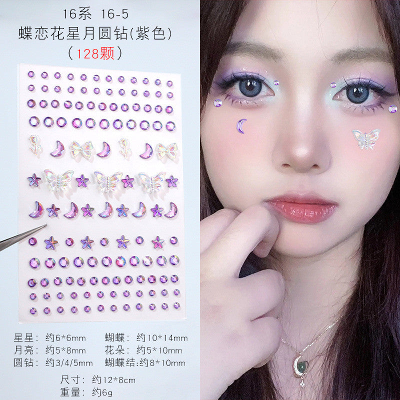 Stage Performance Butterfly Moon Face Stickers Makeup Party Festival Temporary Stickers