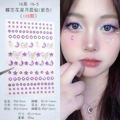 Stage Performance Butterfly Moon Face Stickers Makeup Party Festival Temporary Stickers