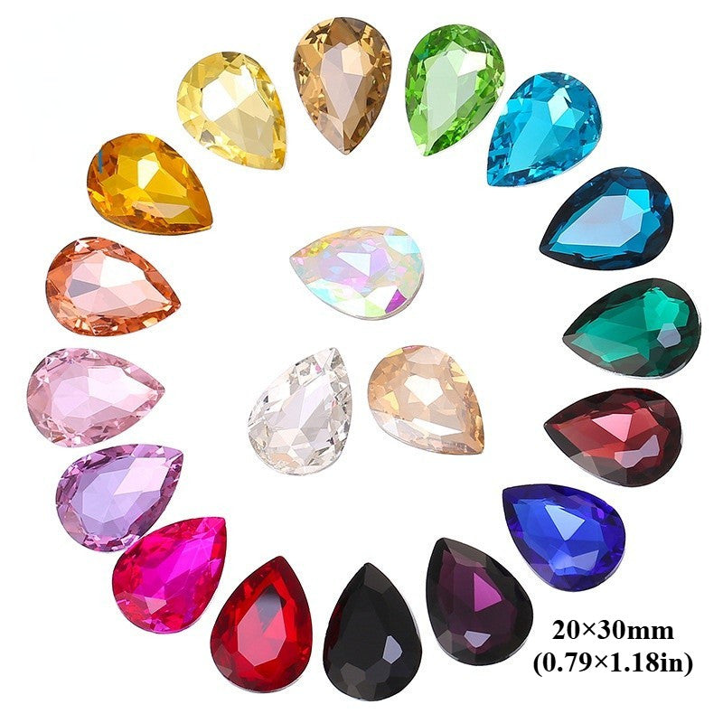 20*30mm 10pcs Water Drop Crystal Point Back Rhinestone for DIY Decoration