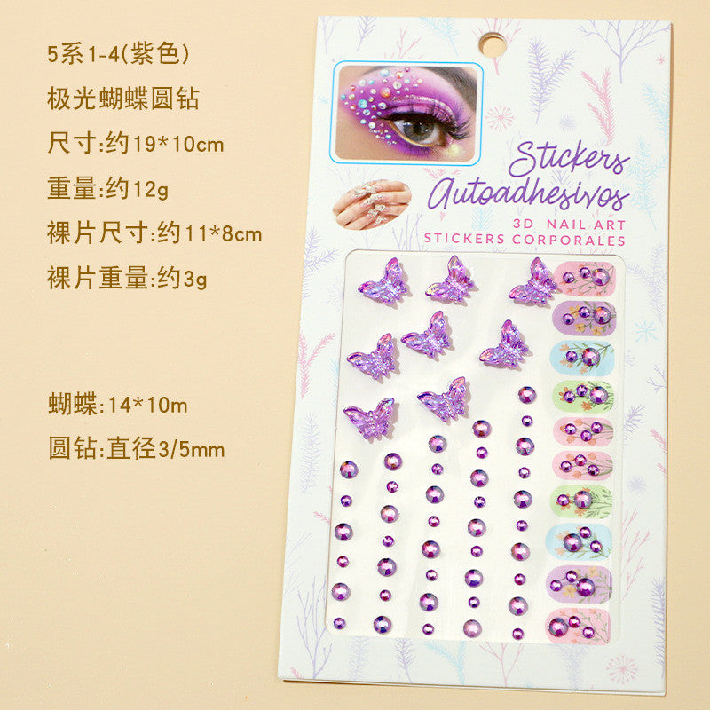 Stage Performance Butterfly Moon Face Stickers Makeup Party Festival Temporary Stickers