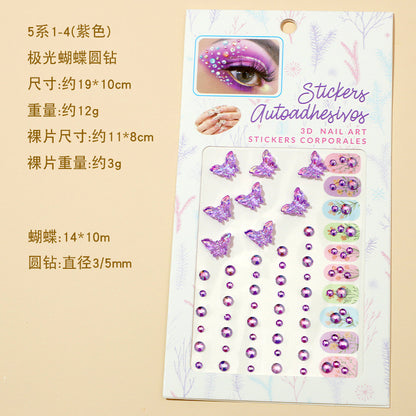 Stage Performance Butterfly Moon Face Stickers Makeup Party Festival Temporary Stickers