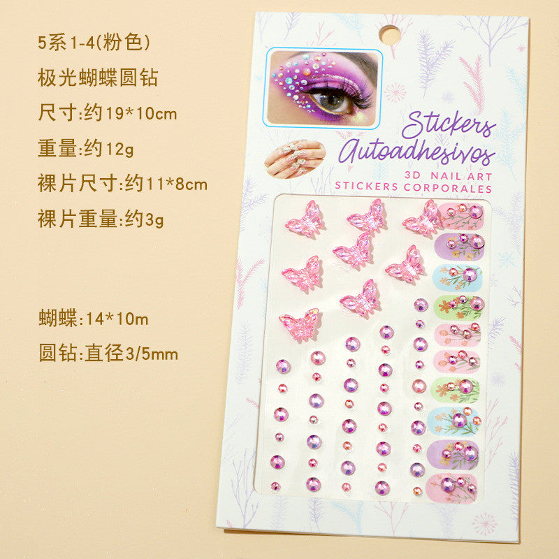 Stage Performance Butterfly Moon Face Stickers Makeup Party Festival Temporary Stickers