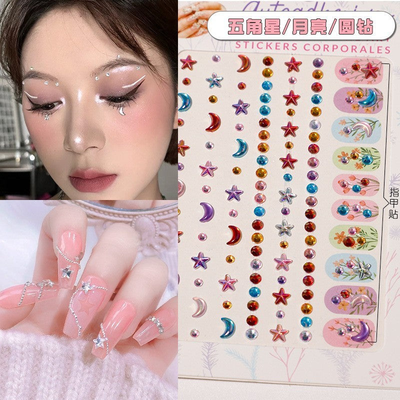 Stage Performance Butterfly Moon Face Stickers Makeup Party Festival Temporary Stickers