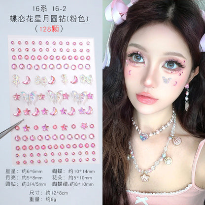 Stage Performance Butterfly Moon Face Stickers Makeup Party Festival Temporary Stickers