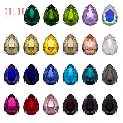 50pcs 10*14/13*18mm Sew on Rhinestone Glass Crystal with Silver Claw Stones for Cloth Making