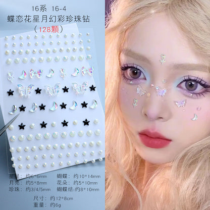 Stage Performance Butterfly Moon Face Stickers Makeup Party Festival Temporary Stickers