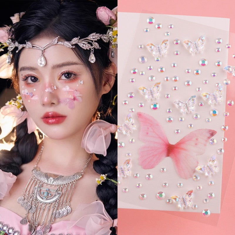 Stage Performance Butterfly Moon Face Stickers Makeup Party Festival Temporary Stickers