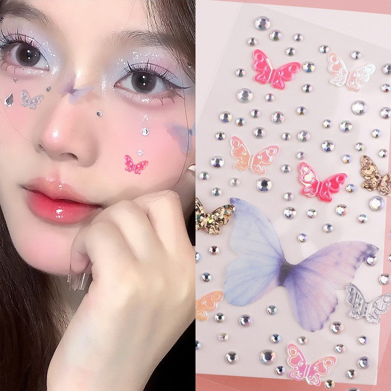Stage Performance Butterfly Moon Face Stickers Makeup Party Festival Temporary Stickers