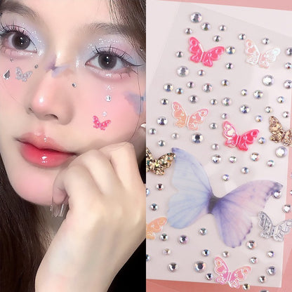 Stage Performance Butterfly Moon Face Stickers Makeup Party Festival Temporary Stickers