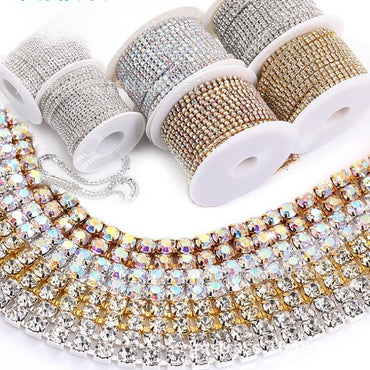One Roll Length 10m SS6-SS16 Cup Chain Crystal Sew On Rhinestone for DIY Clothes Jewelry Making