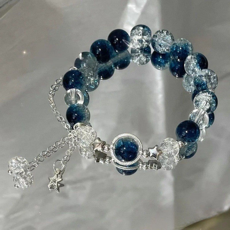 Blue Galaxy Burst Flash Bracelet Students String Blue Sky Stars Universe Send Sister Gifts