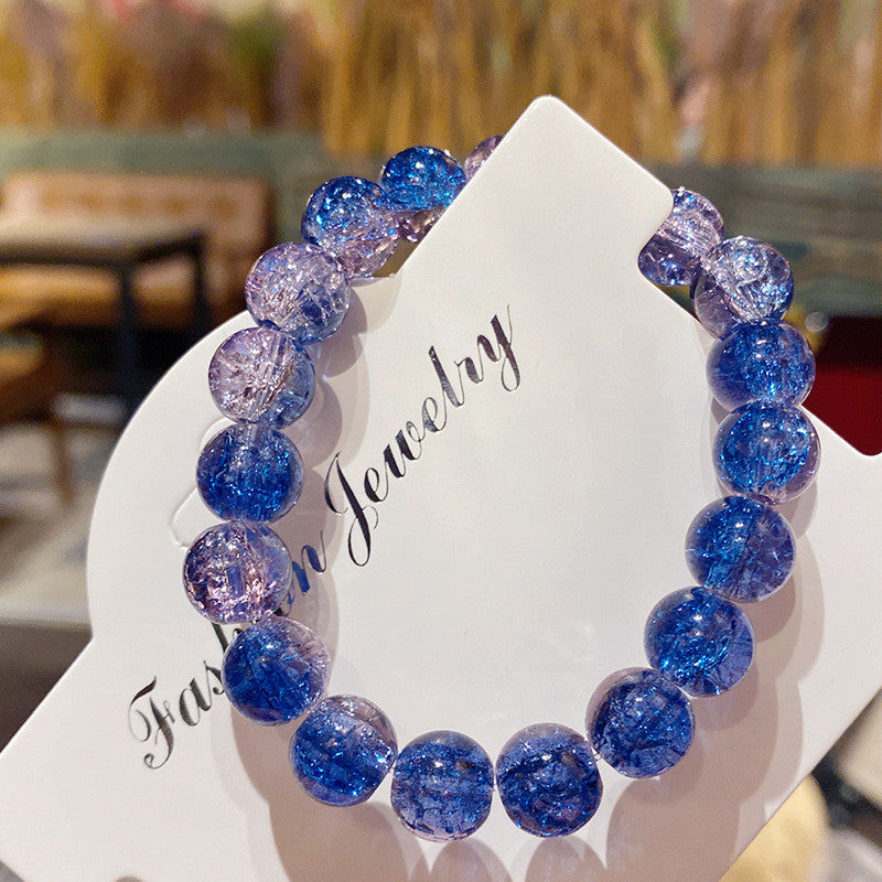 Cracked Starry Sky Bracelet with Glass Beads Two-color Crystal Bracelet