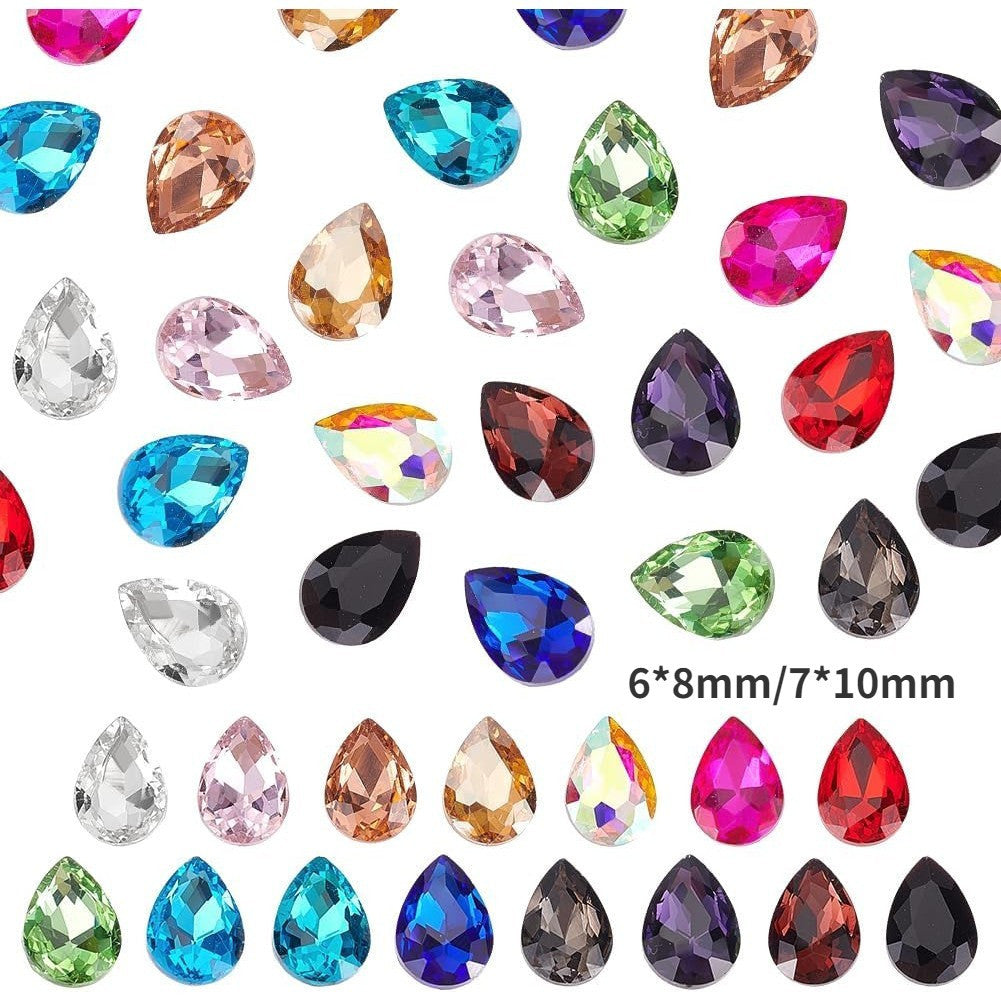 6*8/7*10mm 50pcs Mini Drop Shape  Shiny Diamond Nail Art Rhinestone for DIY