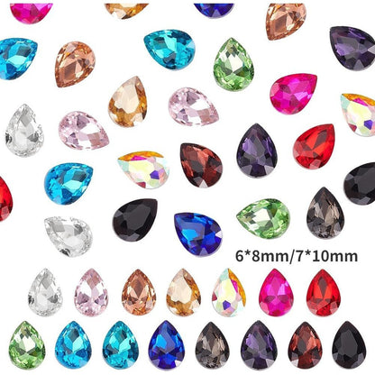 6*8/7*10mm 50pcs Mini Drop Shape  Shiny Diamond Nail Art Rhinestone for DIY