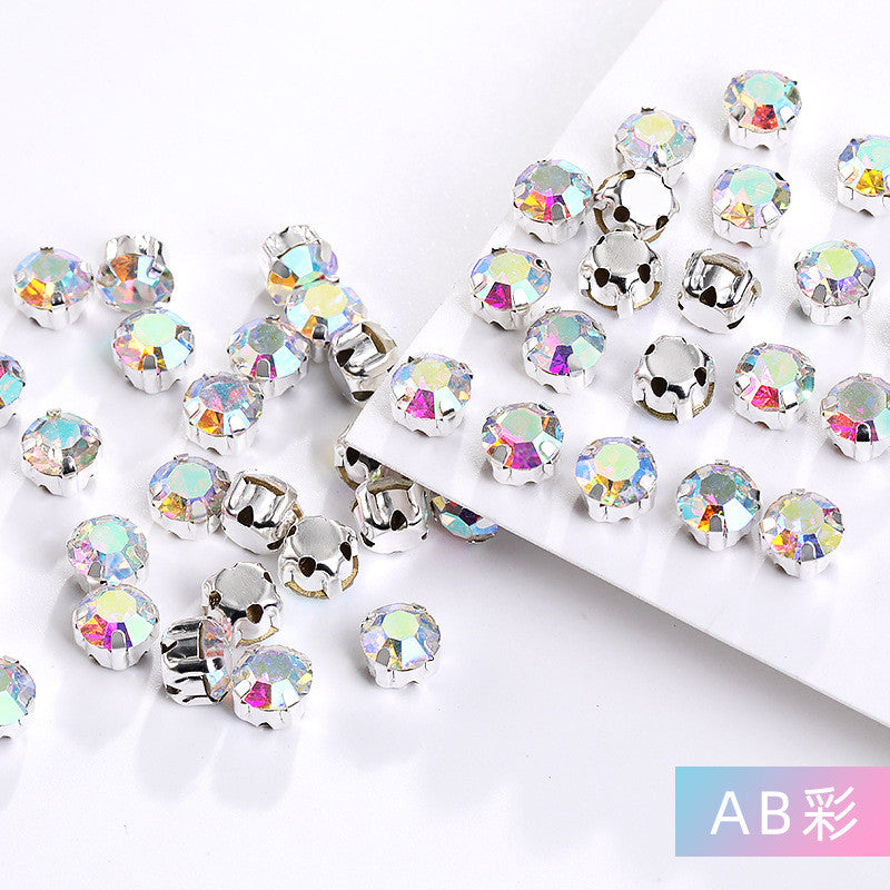 1440 pcs/bag 4mm/5mm solid single-claw rhinestone perforated hand-sewn drill thickened bottom support, luggage, clothing accessories, accessories, four-corner single-claw hand-sewn drill