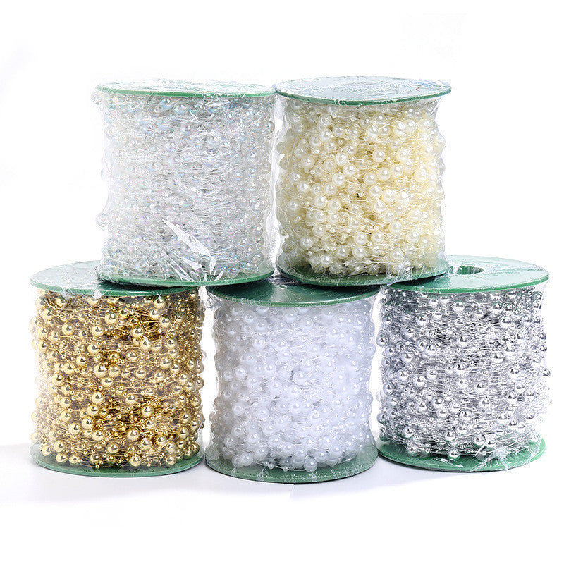 Spot 8mm + 3mm beads ABS pearl chain door curtain beads Christmas decoration wedding DIY headgear hair accessories accessories wiring beads