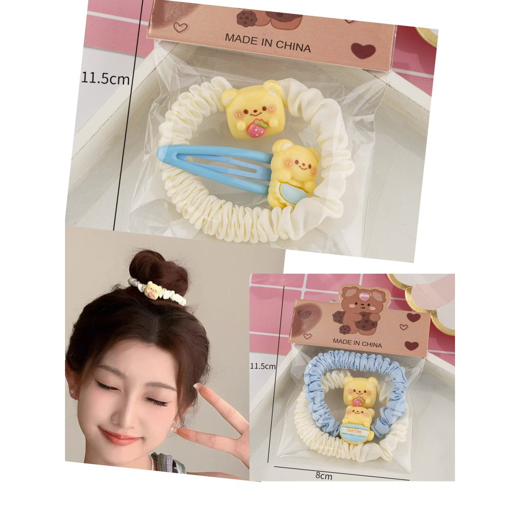 Girl Sweet Series Cute Bear Hair Clip Bangs Clip Scrunchie Student Gift