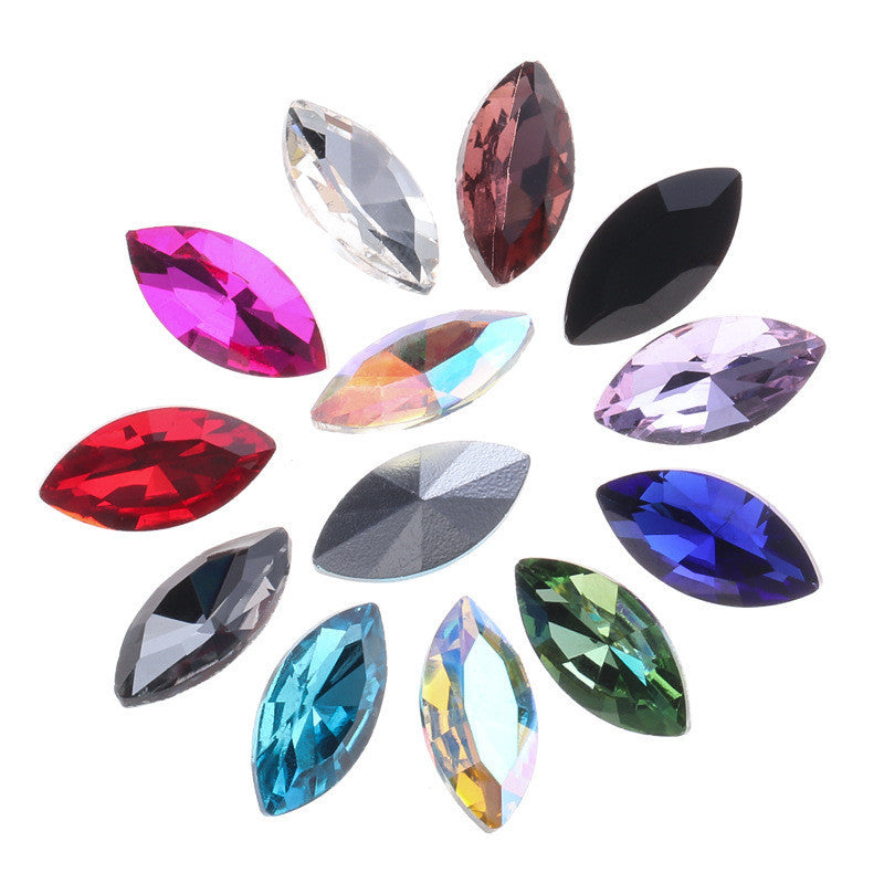 7*15/9*18mm 50pcs Navette Crystal Shiny Glass Rhinestone for Garment Shoes Bag Decoration