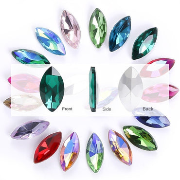 7*15/9*18mm 50pcs Navette Crystal Shiny Glass Rhinestone for Garment Shoes Bag Decoration
