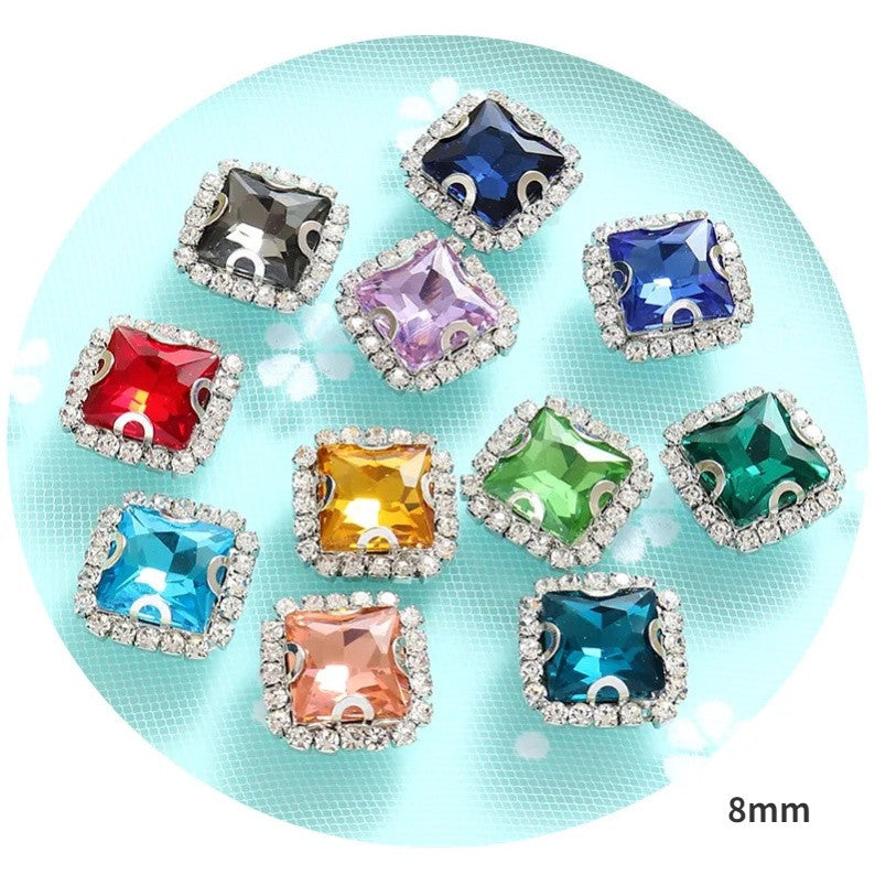 10pcs 8mm Fashion Buttons Sew on Crystal Rhinestone with Gold/Sliver Claw Crystal