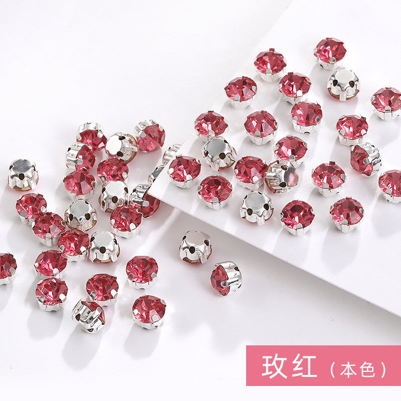 1440 pcs/bag 4mm/5mm solid single-claw rhinestone perforated hand-sewn drill thickened bottom support, luggage, clothing accessories, accessories, four-corner single-claw hand-sewn drill